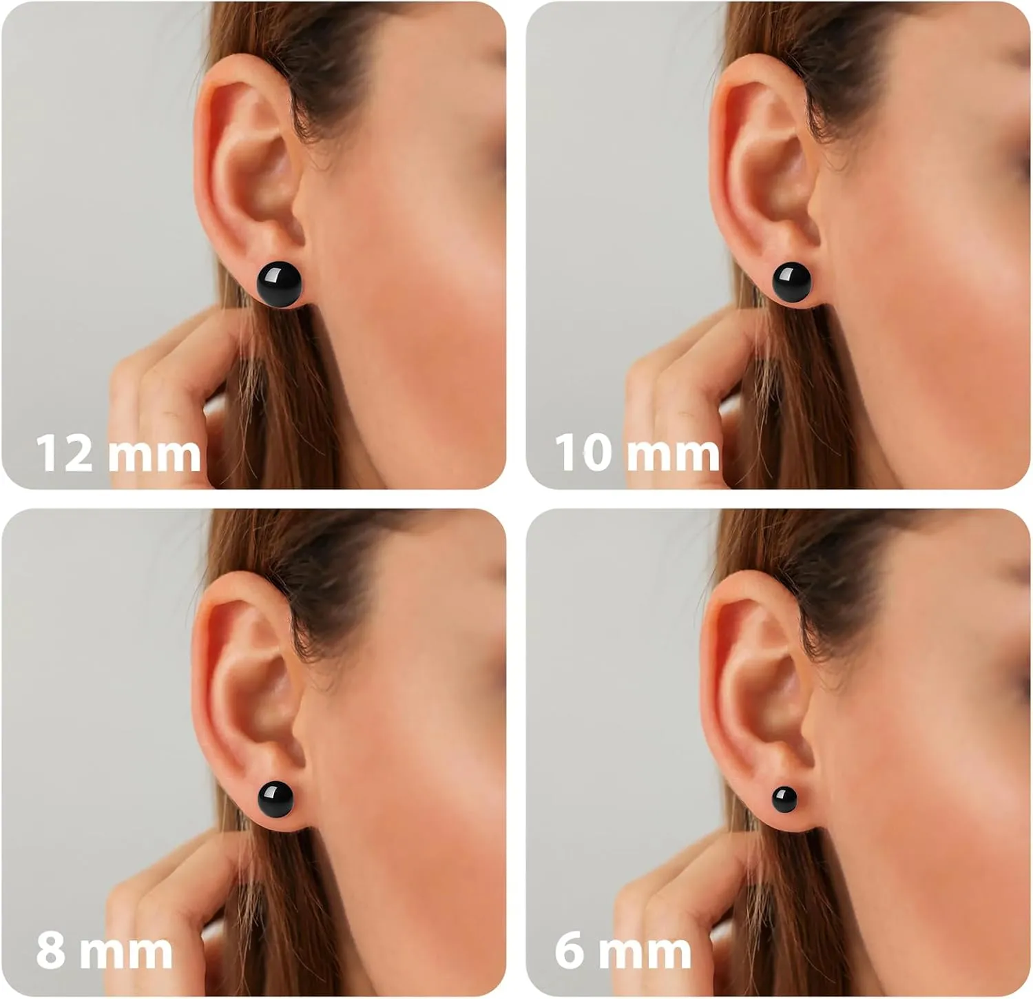 6/8/10/11mm Black Pearl Stud Earrings for Women - 925 Sterling Silver Hypoallergenic Earrings Jewelry Gift