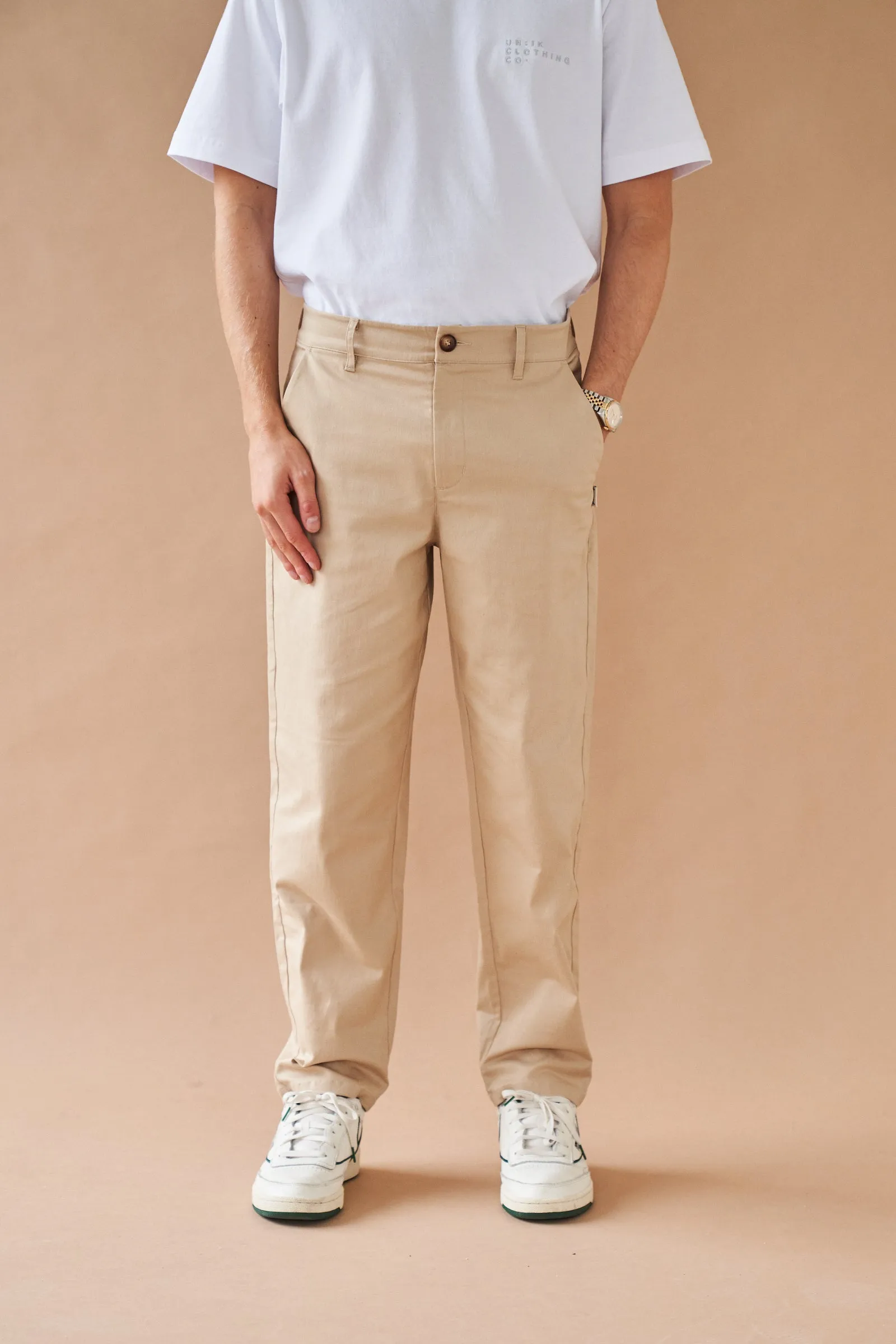 BEIGE TWILL STRAIGHT TROUSER