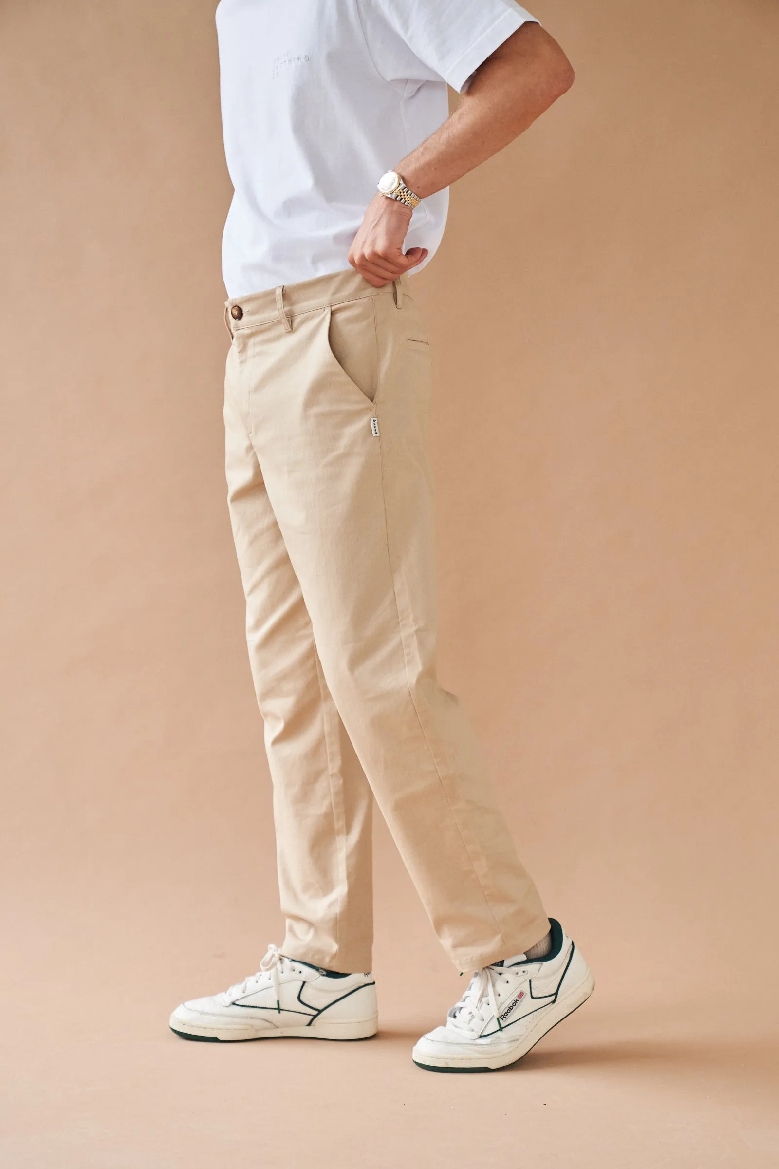 BEIGE TWILL STRAIGHT TROUSER