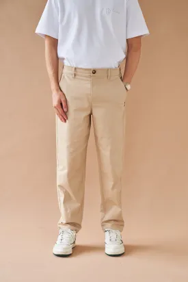 BEIGE TWILL STRAIGHT TROUSER
