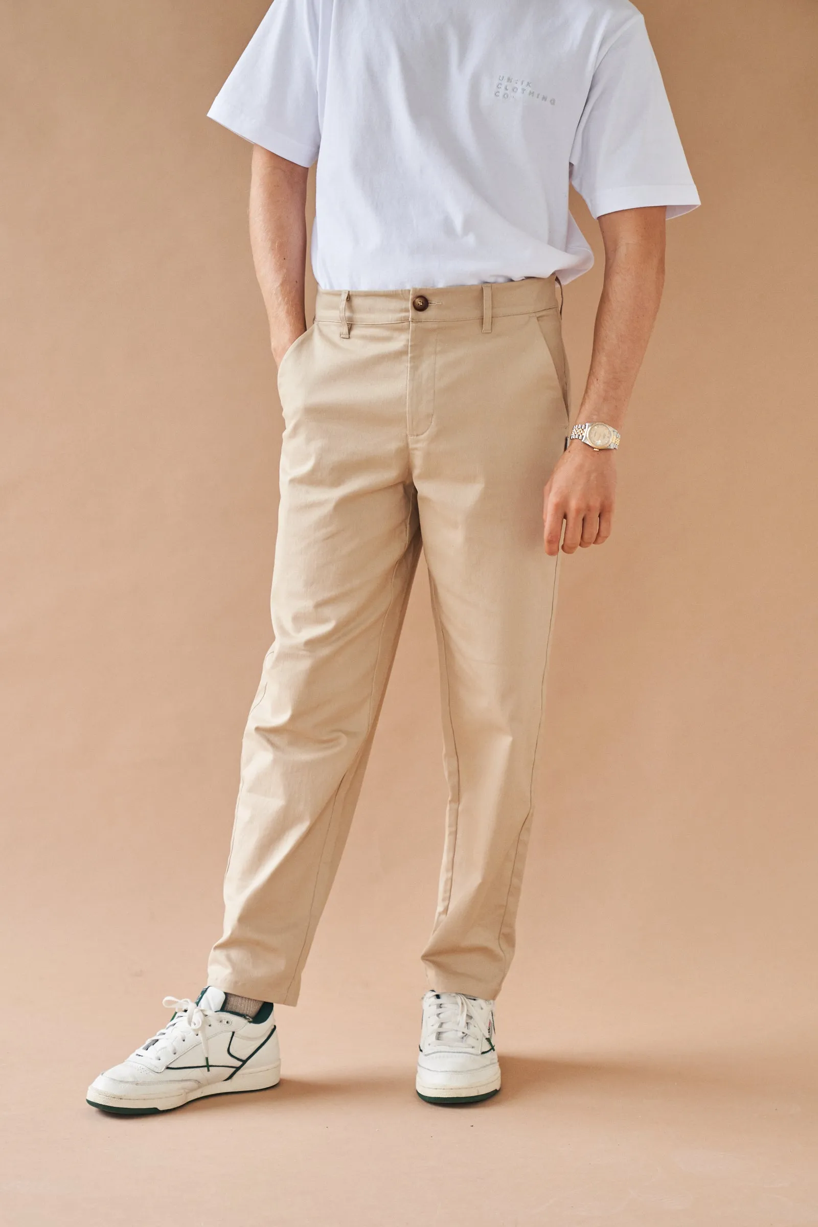 BEIGE TWILL STRAIGHT TROUSER