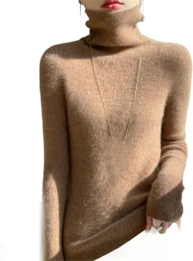Cashmere Sweater Women's Solid Turtleneck Casual