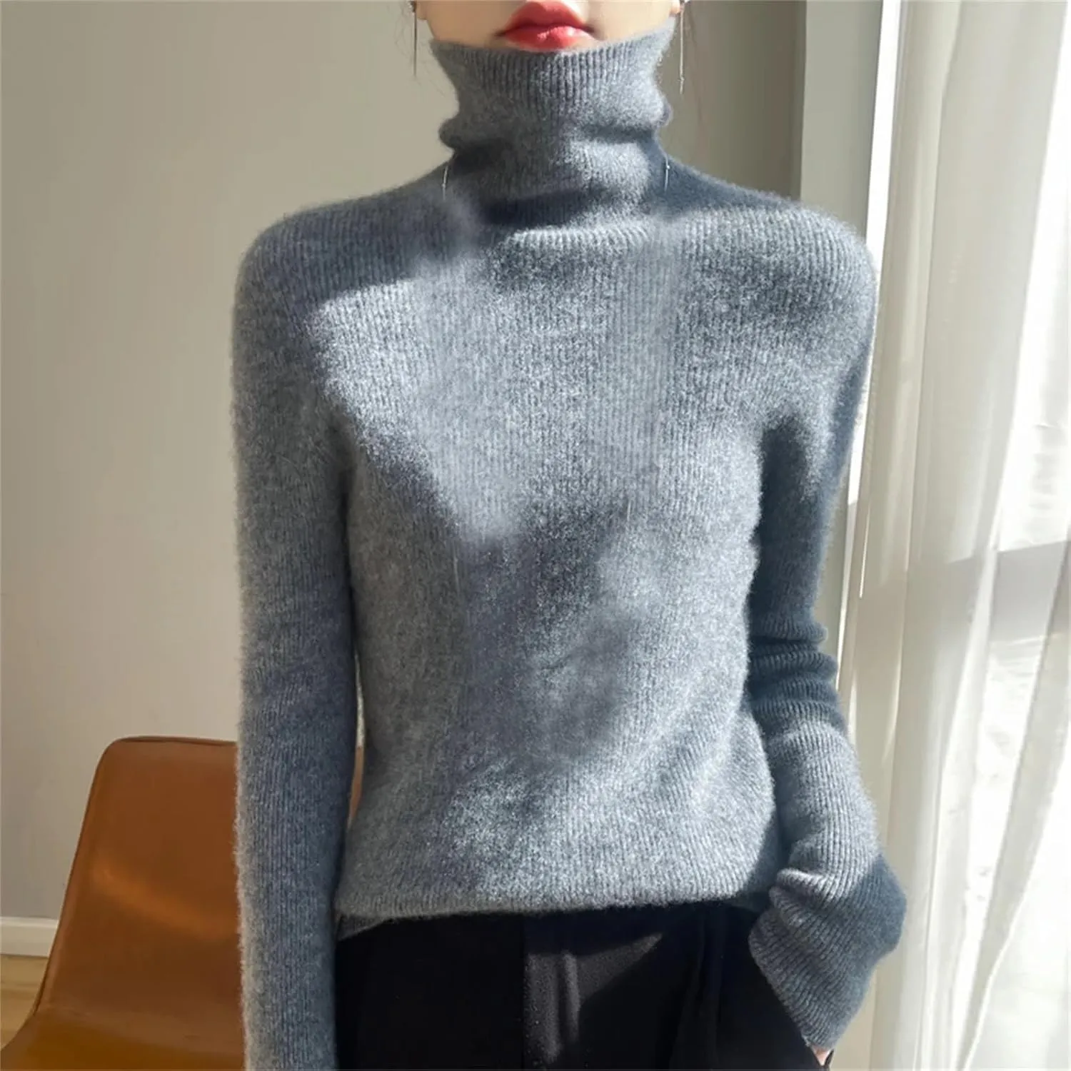 Cashmere Sweater Women's Solid Turtleneck Casual