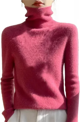 Cashmere Sweater Women's Solid Turtleneck Casual