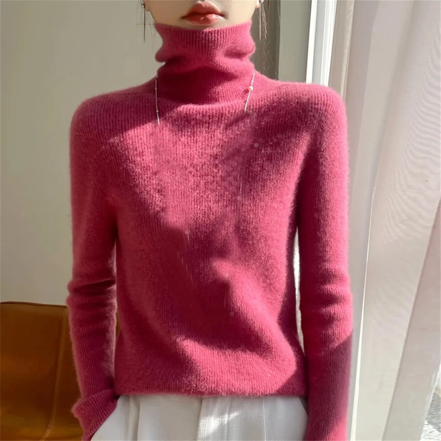 Cashmere Sweater Women's Solid Turtleneck Casual