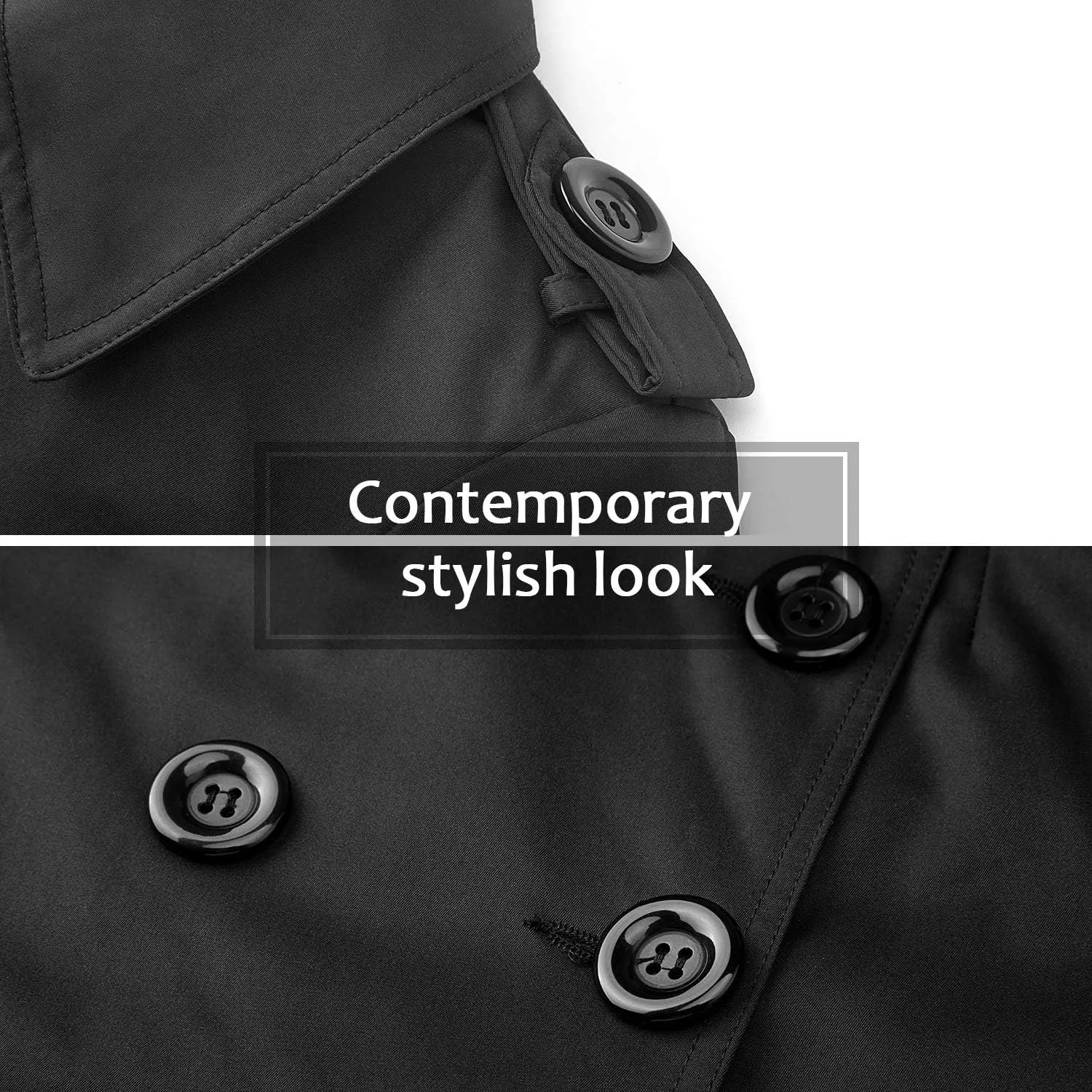 FARVALUE Women's Waterproof Trench Coat Winter Double Breasted Windbreaker Classic Belted Lapel Overcoat