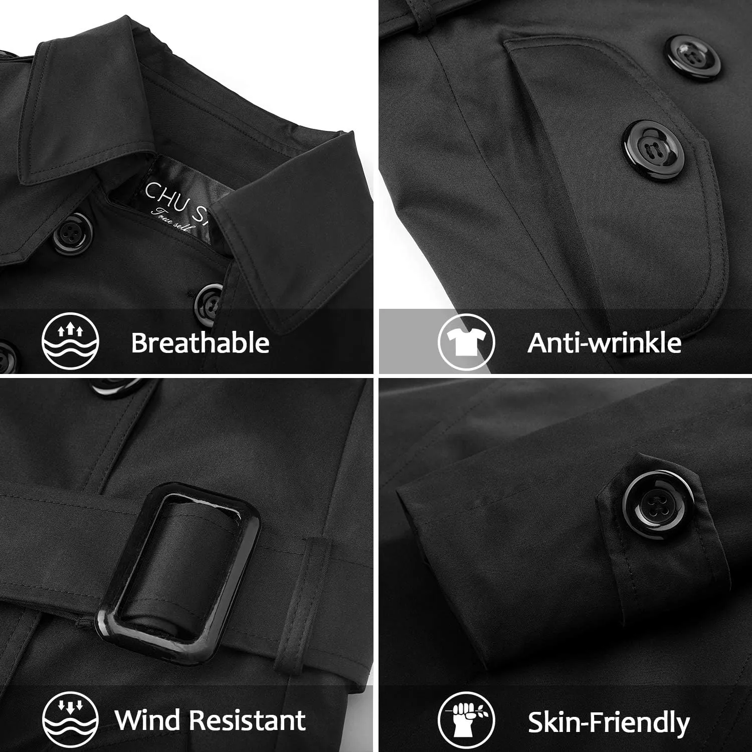 FARVALUE Women's Waterproof Trench Coat Winter Double Breasted Windbreaker Classic Belted Lapel Overcoat