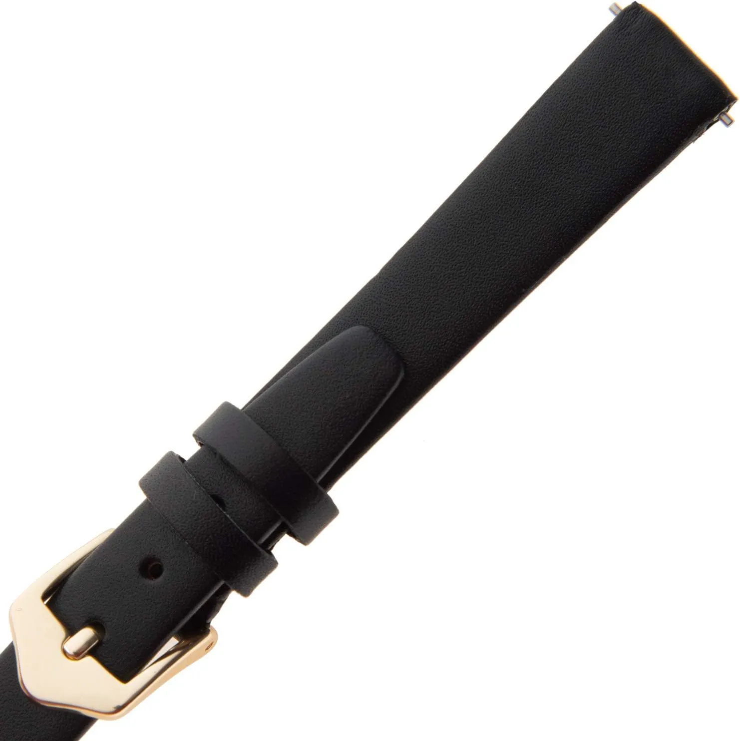 Gilden Ladies 10-14mm Quick Release Classic Calfskin Flat Black Leather Watch Band F60