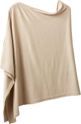 Hadley Wren Women's Classic Colorblock Everyday Cotton Poncho, Black Solid Solid