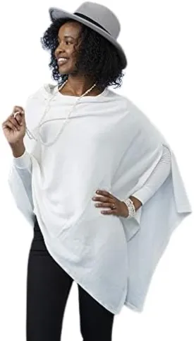 Hadley Wren Women's Classic Colorblock Everyday Cotton Poncho, Black Solid Solid