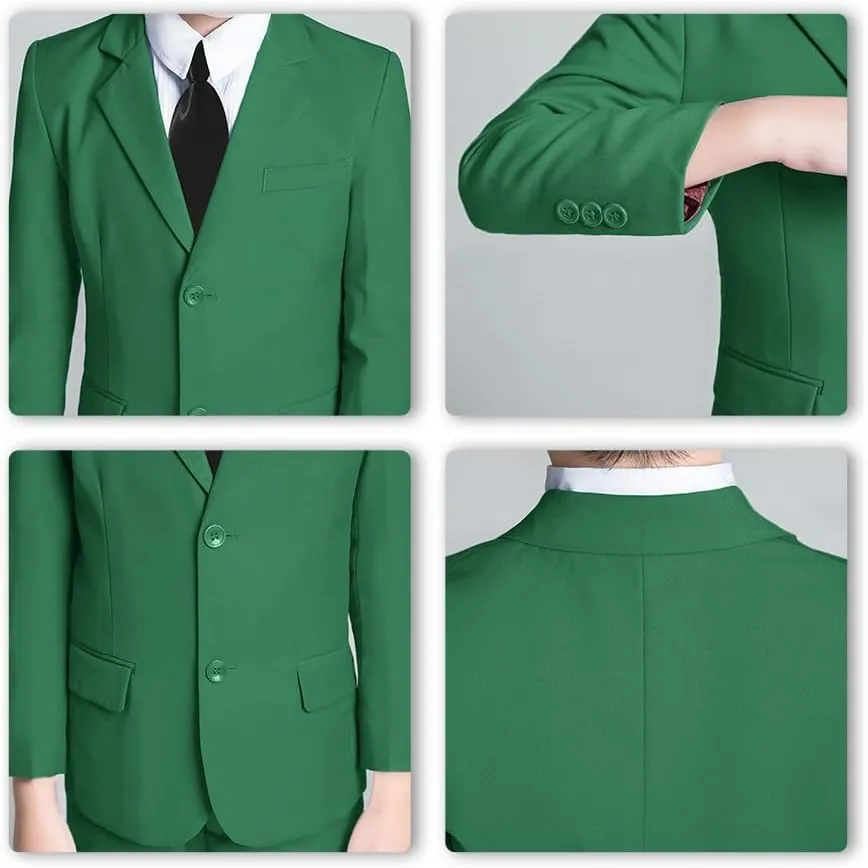 JPF Boys Formal Suits Slim Fit 5 Piece Kids Suit Jacket Pants Set with Dress Shirt and Tie for Wedding Prom