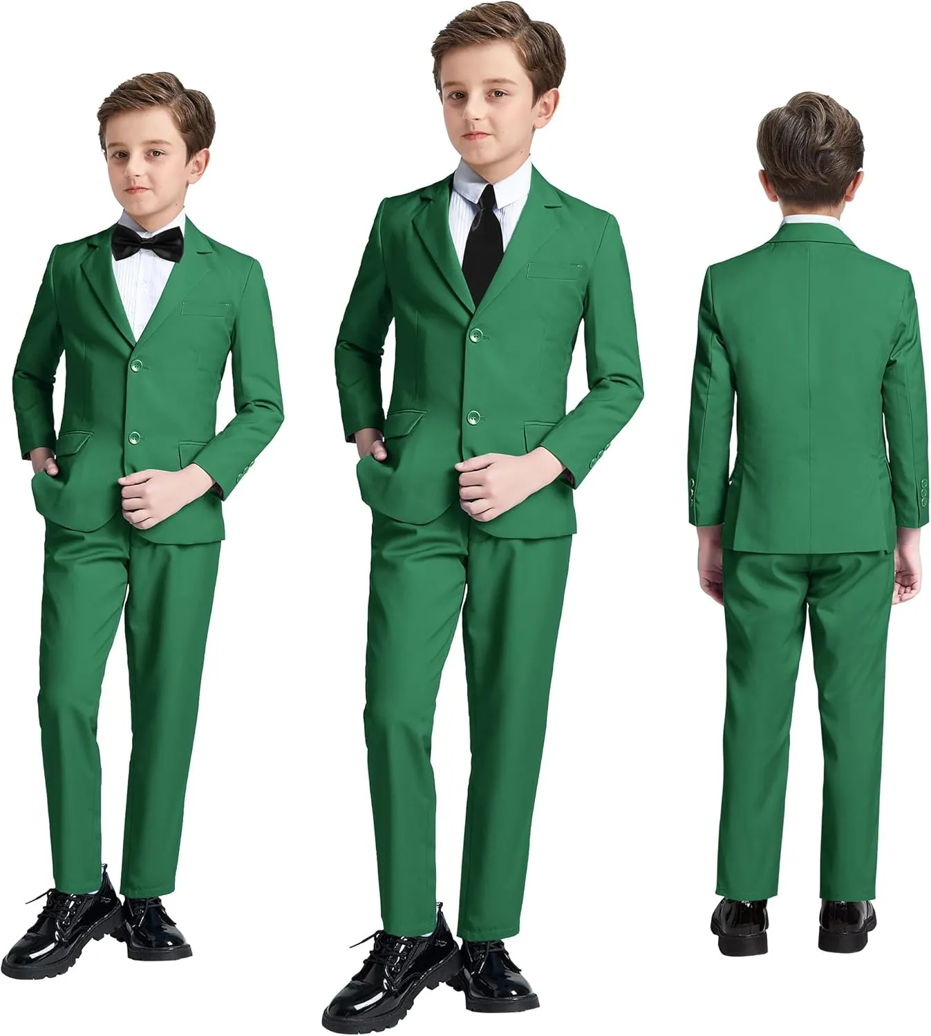 JPF Boys Formal Suits Slim Fit 5 Piece Kids Suit Jacket Pants Set with Dress Shirt and Tie for Wedding Prom