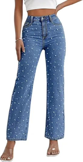 Kedera Women's High Waisted Jeans Boyfriend Baggy Wide Straight Leg Casual Denim Pants Trousers