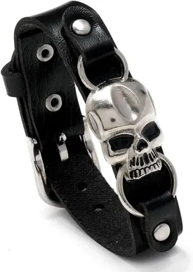 Leather Skull Bracelet for Men Gothic Punk Bracelets Vintage Black Bracelet Cuff Jewelry Wristband for Festival