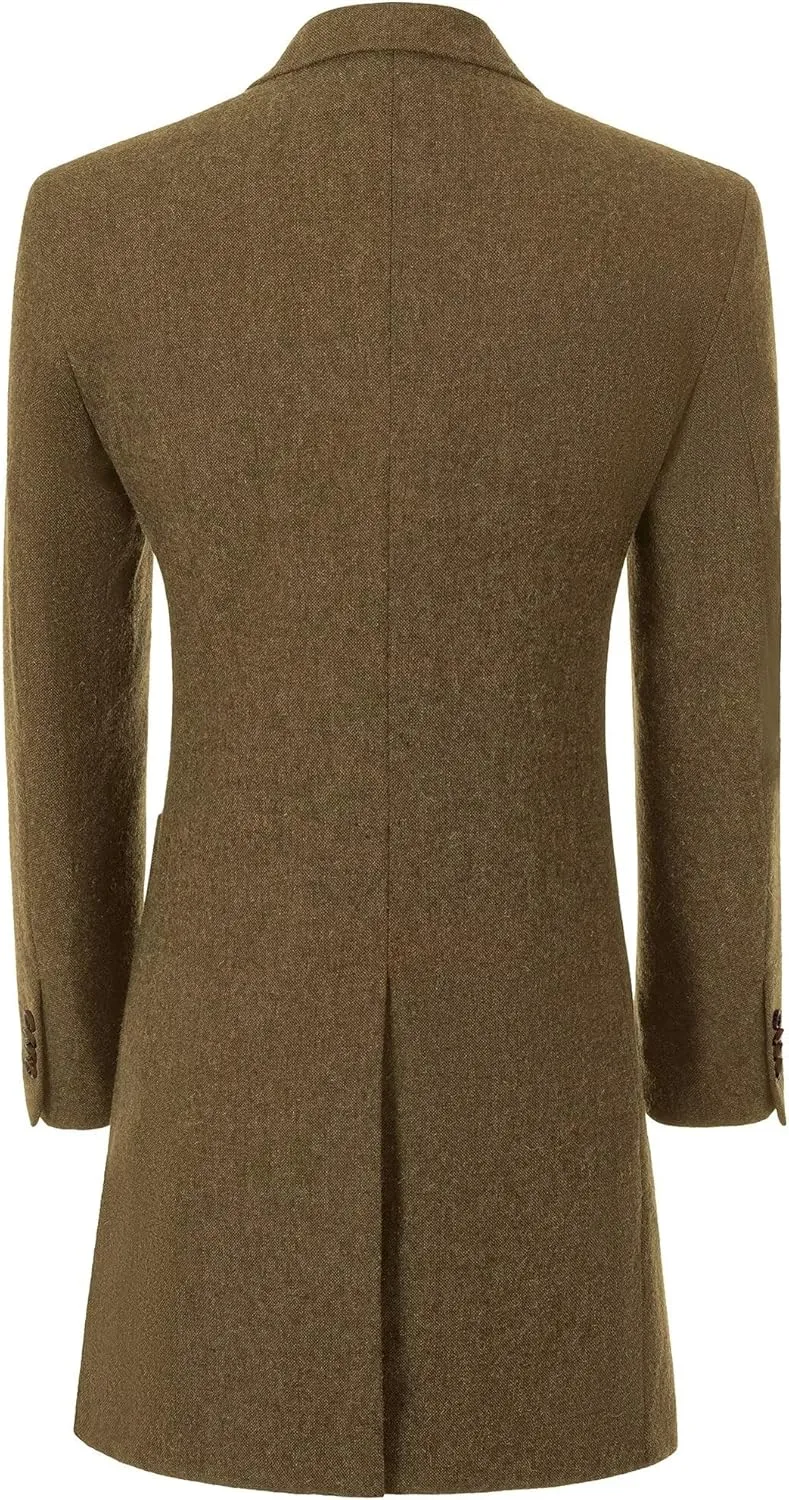 Men Trench Coat Classic Warm Peak Lapel Peacoat Mens Double Breasted Business Long Winter Mens Overcoat with Pockets