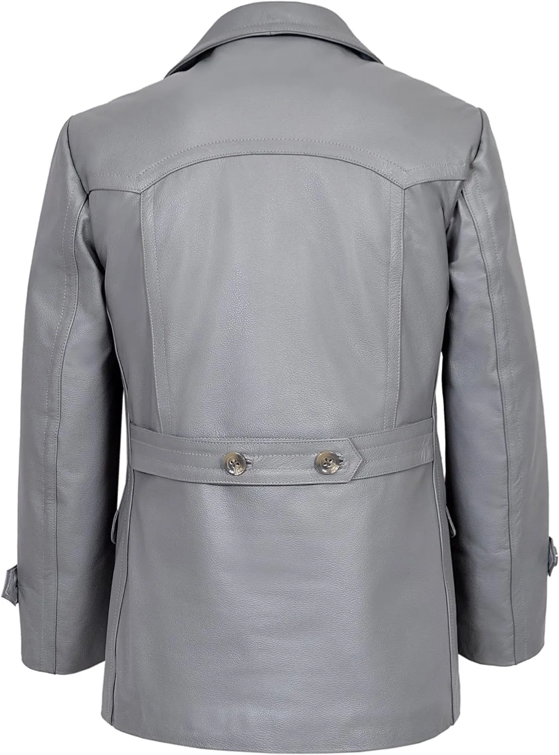 Men's Kriegsmarine German Ww2 Dr Who Reefer Hide Leather Jacket Coat Four Button Leather Car Coat - Pea Coat for Mens