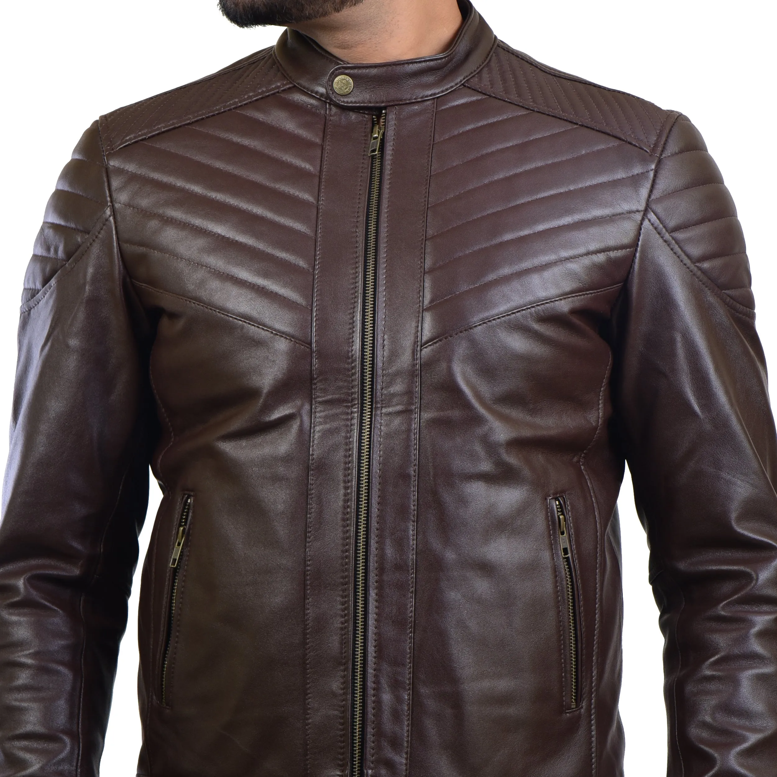 MENS LEATHER JACKET 410146(BROWN)