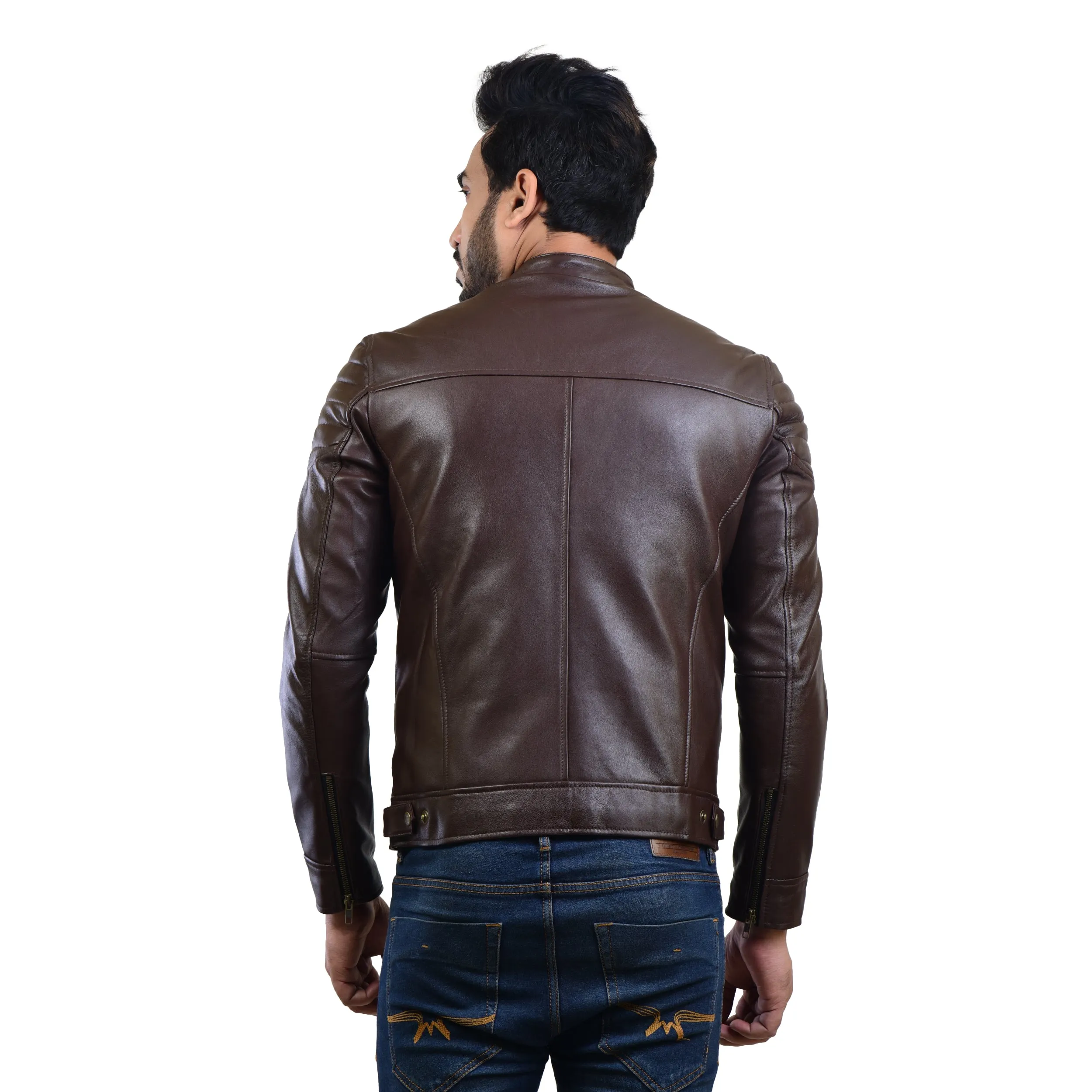MENS LEATHER JACKET 410146(BROWN)