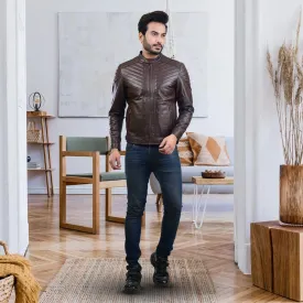 MENS LEATHER JACKET 410146(BROWN)