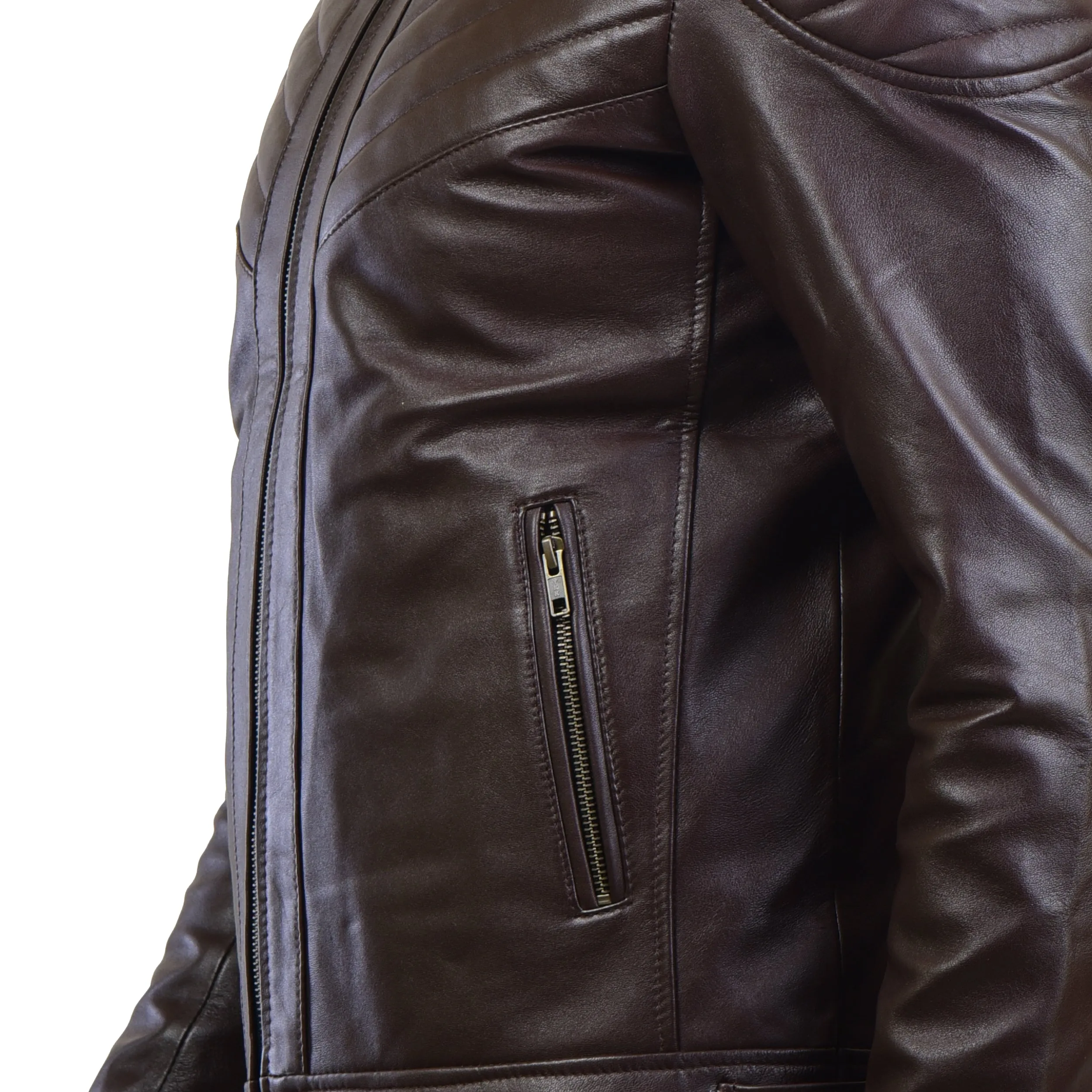 MENS LEATHER JACKET 410146(BROWN)