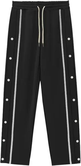 Mens Tear Away Sweatpants Waist Drawstring Elastic Wide Leg Basketball Pants Side Split Snap Baggy Joggers Pants