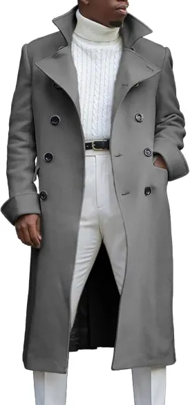Mens Wool Blend Trench Coat Single Woolen Double Breasted Extended Coat men coat Men'S Trench Rain Coats