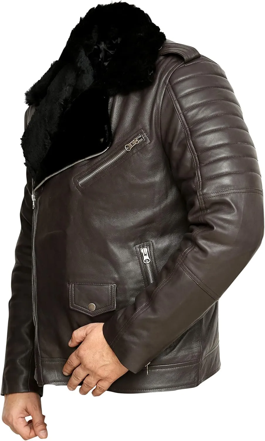 Motorcycle Black Leather Jacket Men - Vintage Biker Cafe Racer Real Lambskin Black Mens Motorcycle Jackets