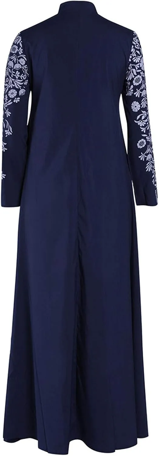 Muslim Abaya Dresses for Women V Neck Kaftan Islamic Prayer Robe Embroidered Floor Dress Eid Thobe Evening Dresses