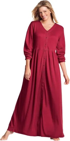 Only Necessities Plus Size Long Snap-Front Knit Lounger