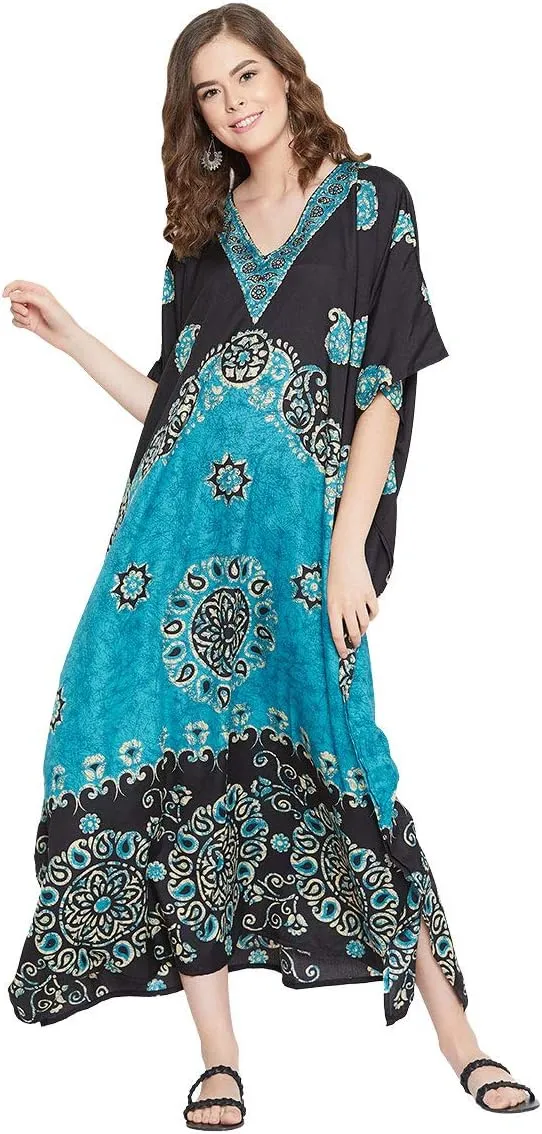 Oussum Plus Size Kaftan for Women Polyester Summer Caftan Swimwear Cover Ups Maxi Beach Dress