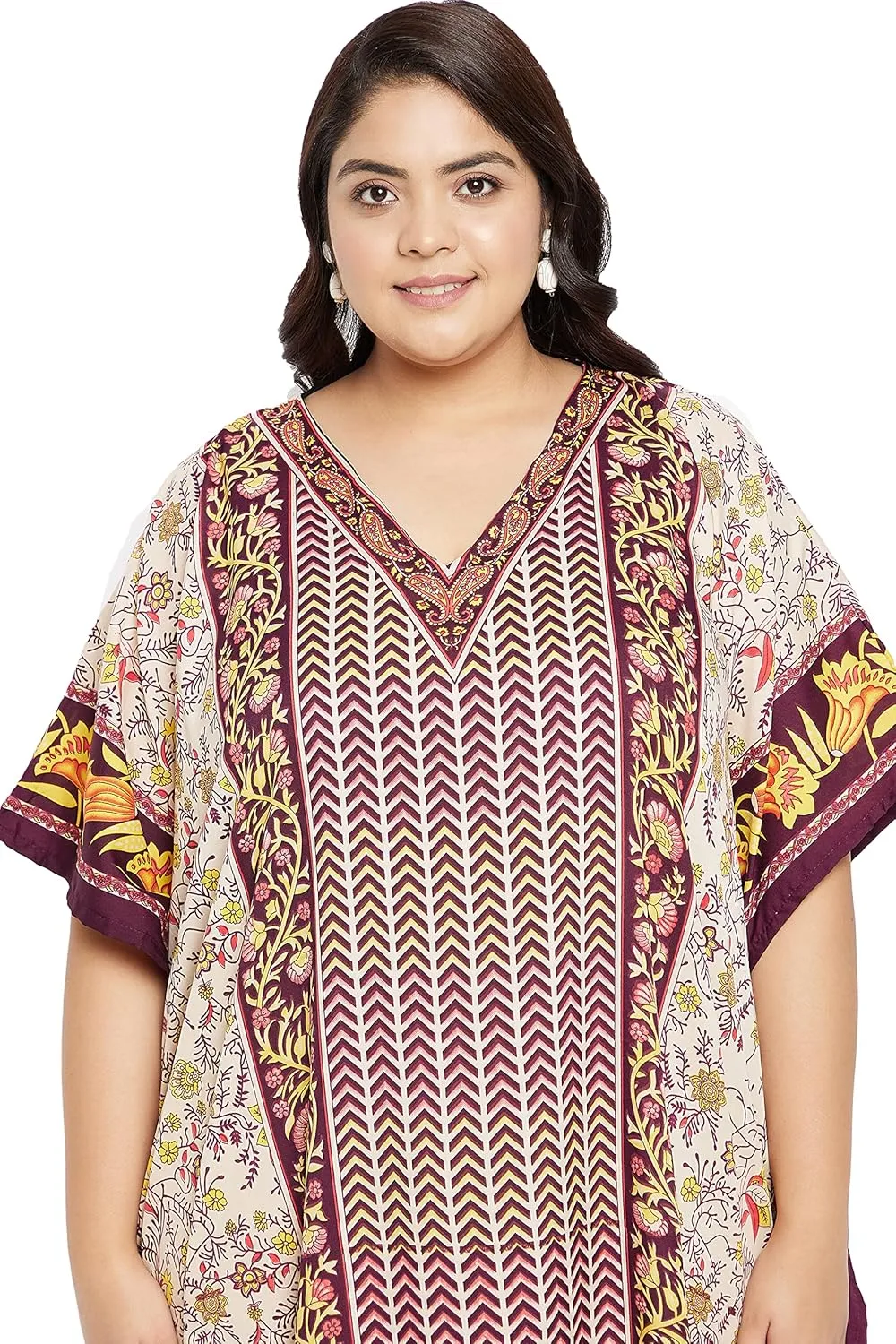 Oussum Plus Size Kaftan for Women Polyester Summer Caftan Swimwear Cover Ups Maxi Beach Dress