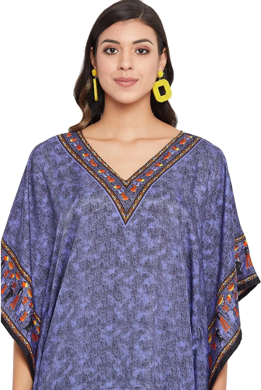 Oussum Women Plus Size Kaftans Kimono Polyester Dresses Loose Caftan Dress Ladies Evening Casual Long Maxi