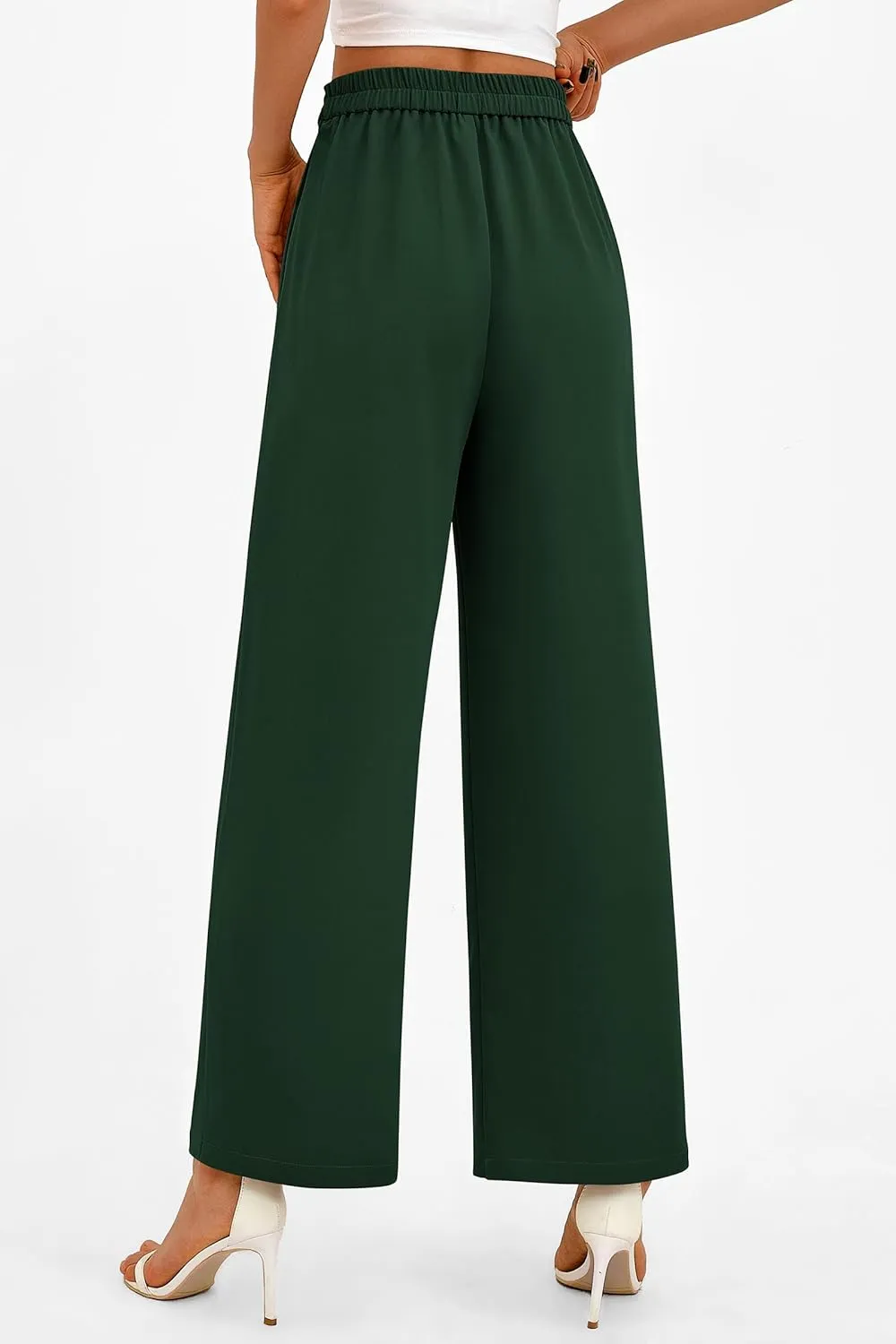 PRETTYGARDEN Women's Wide Leg Dressy Pants High Waisted Fashion Business Casual Work Office Trousers Palazzo Pant