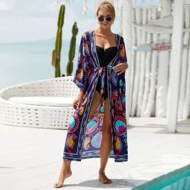 RanRui Kimono Robe Women Open Front Kimono Duster Robes with Belt Loose Over Sized