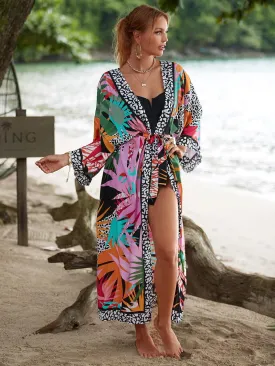 RanRui Kimono Robe Women Open Front Kimono Duster Robes with Belt Loose Over Sized