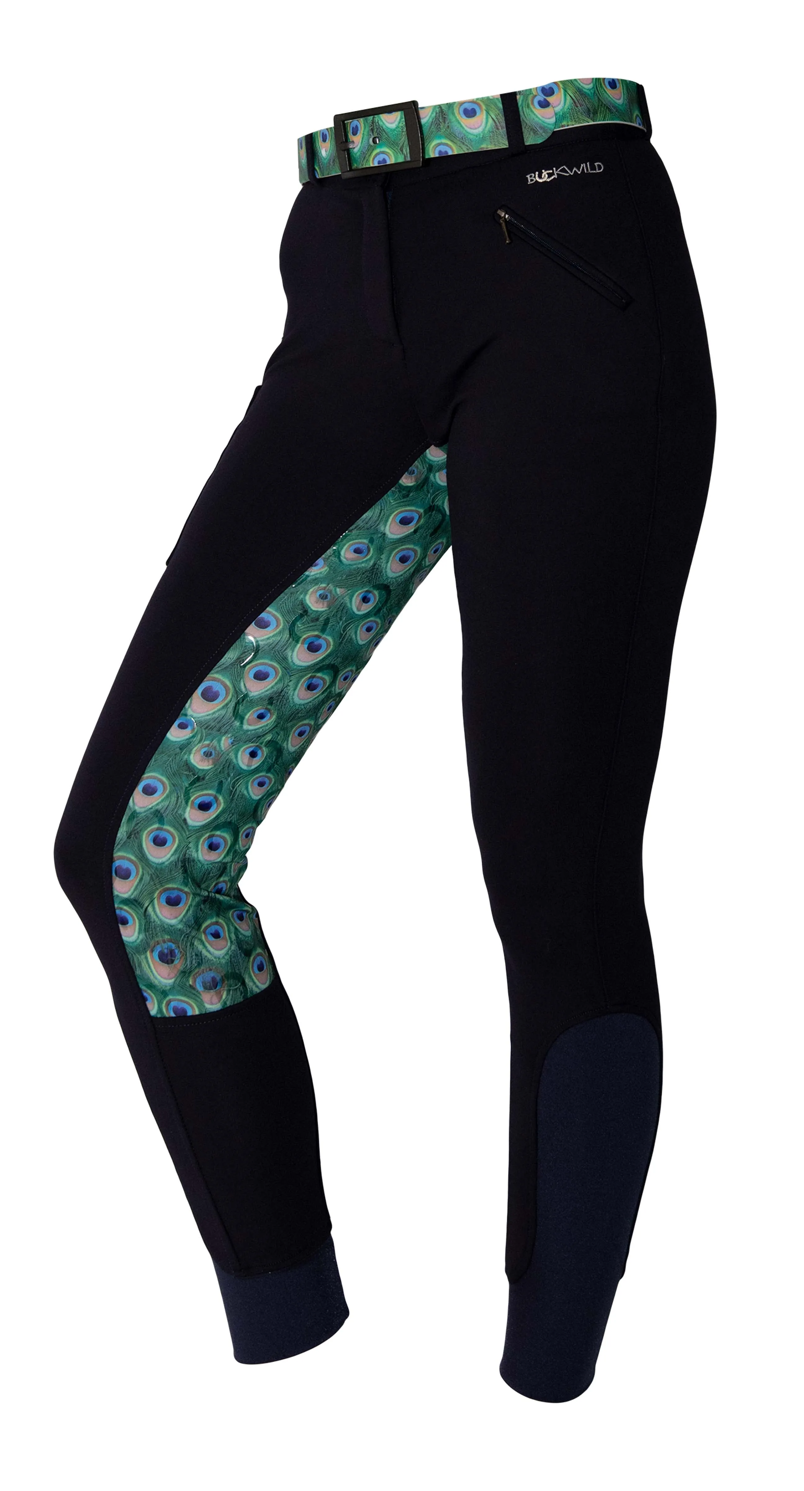Signature Mid-Waist Breech | Navy   Peacock | Side Phone Pocket