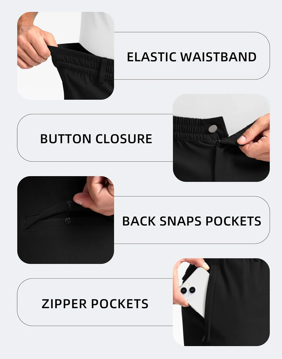 Soothfeel Men's Joggers Pants Stretch Golf Joggers 4 Pockets Slim Fit Work Dress Sweatpants Casual Athletic Travel Golf Pants