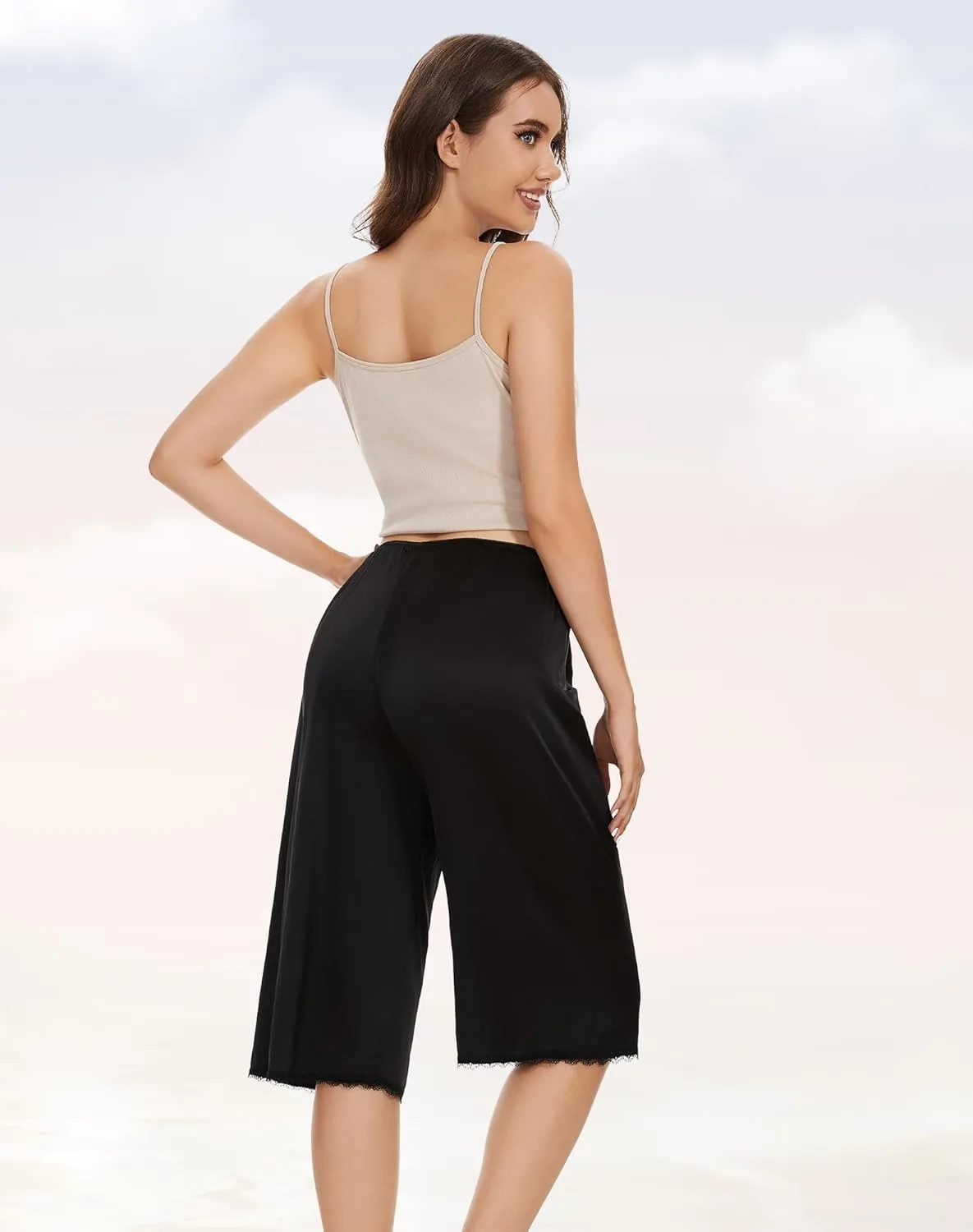 Subuteay Pettipants Womens Culotte Half Slip Skirted Shorts Under Dress Lace Trim