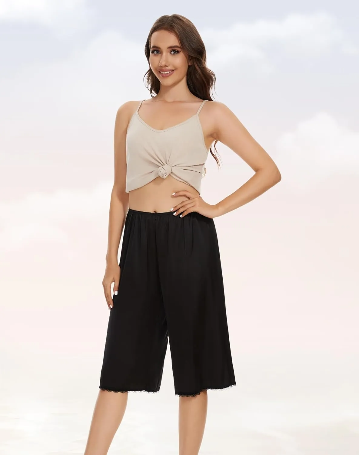Subuteay Pettipants Womens Culotte Half Slip Skirted Shorts Under Dress Lace Trim