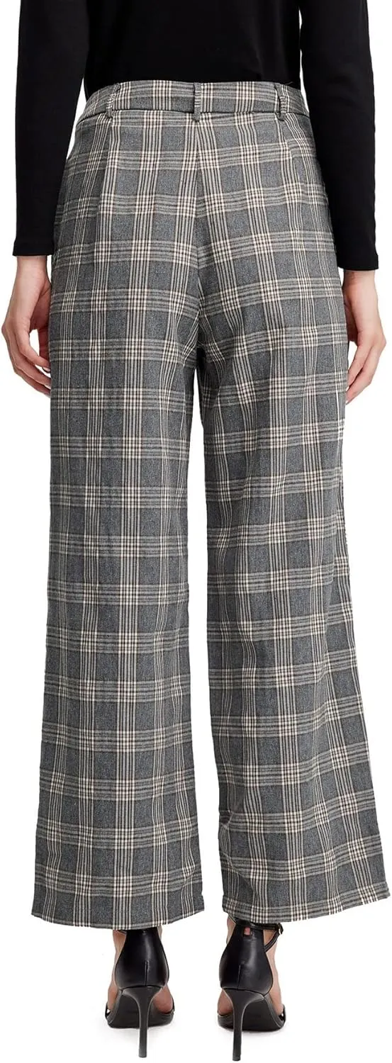 SweatyRocks Women's Casual Wide Leg High Waisted Button Down Straight Long Trousers Pants