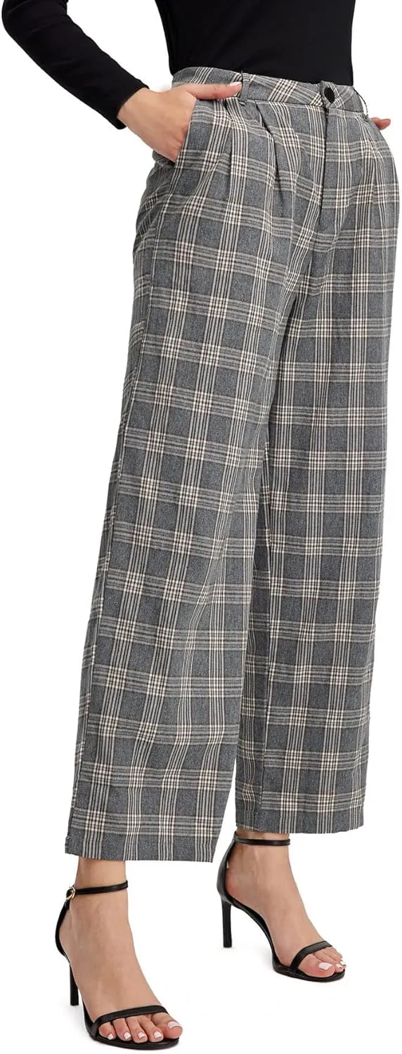 SweatyRocks Women's Casual Wide Leg High Waisted Button Down Straight Long Trousers Pants