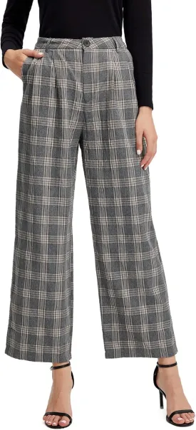 SweatyRocks Women's Casual Wide Leg High Waisted Button Down Straight Long Trousers Pants