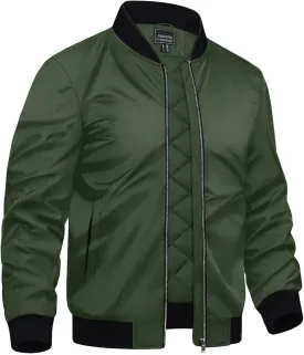 TACVASEN Mens Bomber Jackets Casual Fall Winter Warm Windbreaker Full Zip Windproof Outwear Padded Lined Coats