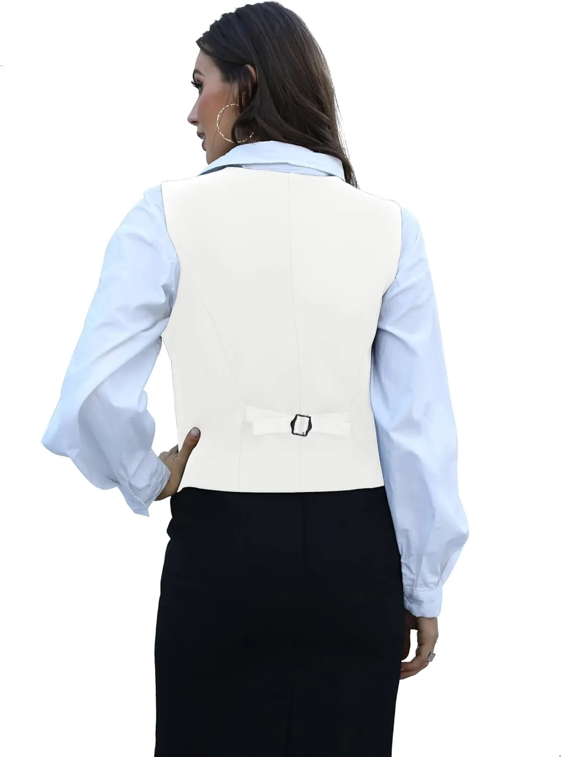 V VOCNI Women's Fully Lined 4 Button V-Neck Economy Dressy Suit Vest Waistcoat