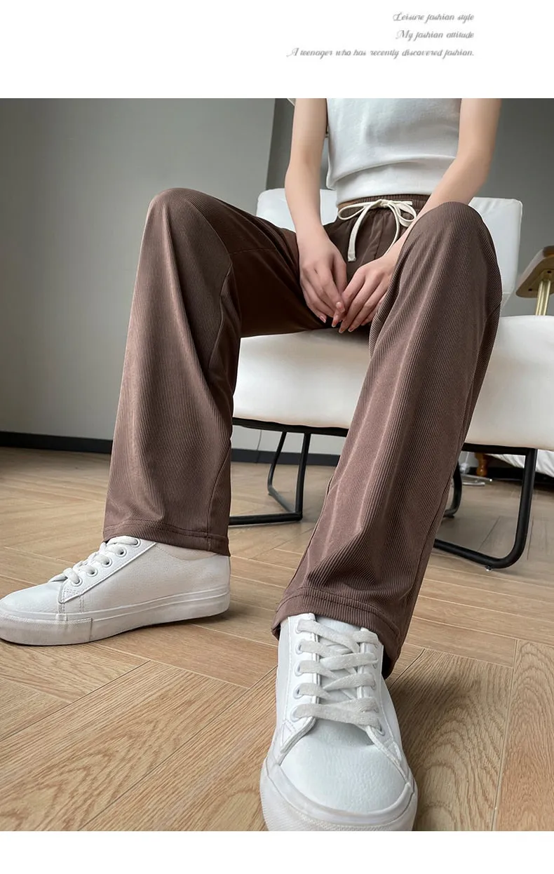 Wjczt Girls' New Summer Slim Ice Silk Quick Drying Wide Leg Pants Women'S Fashion Trend Versatile Anti Mosquito Straight Trousers