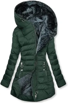 Women Fleece Waterproof Long Jacket 2025 Winter Zipper Thermal Hooded Down Jacket Active Outdoor Raincoat Trench Coat