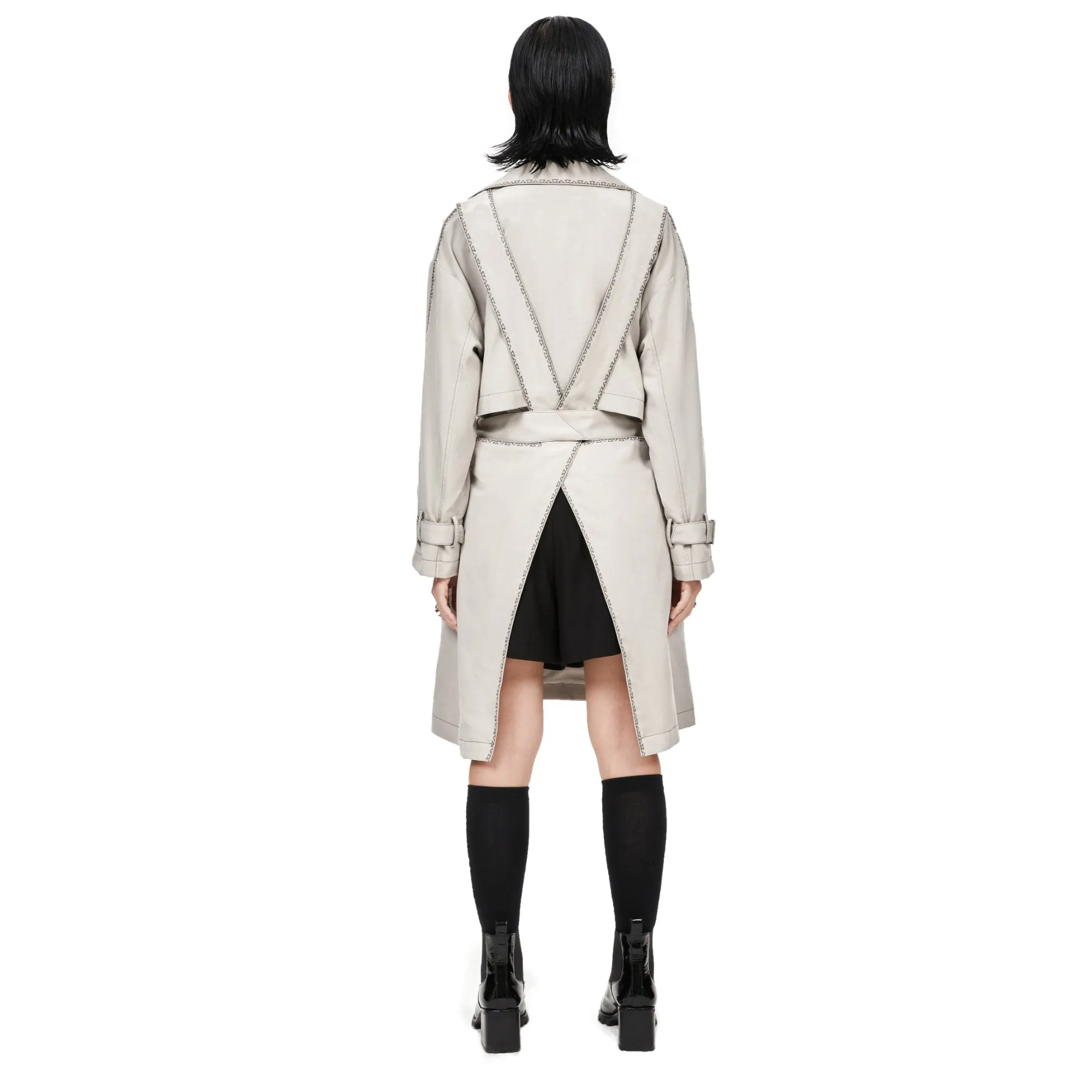 Women Trench Coat - Light Grey