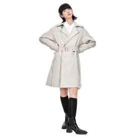 Women Trench Coat - Light Grey
