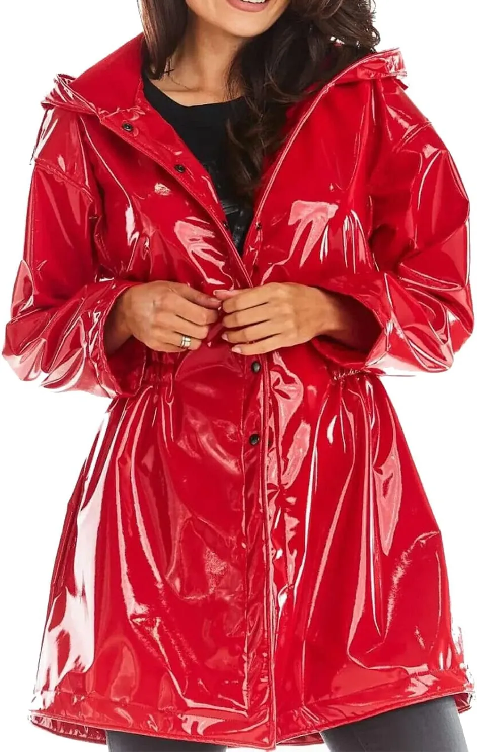 Women Vinyl PARKA, PVC Raincoat, Vinyl Eco Trench Coat Jacket