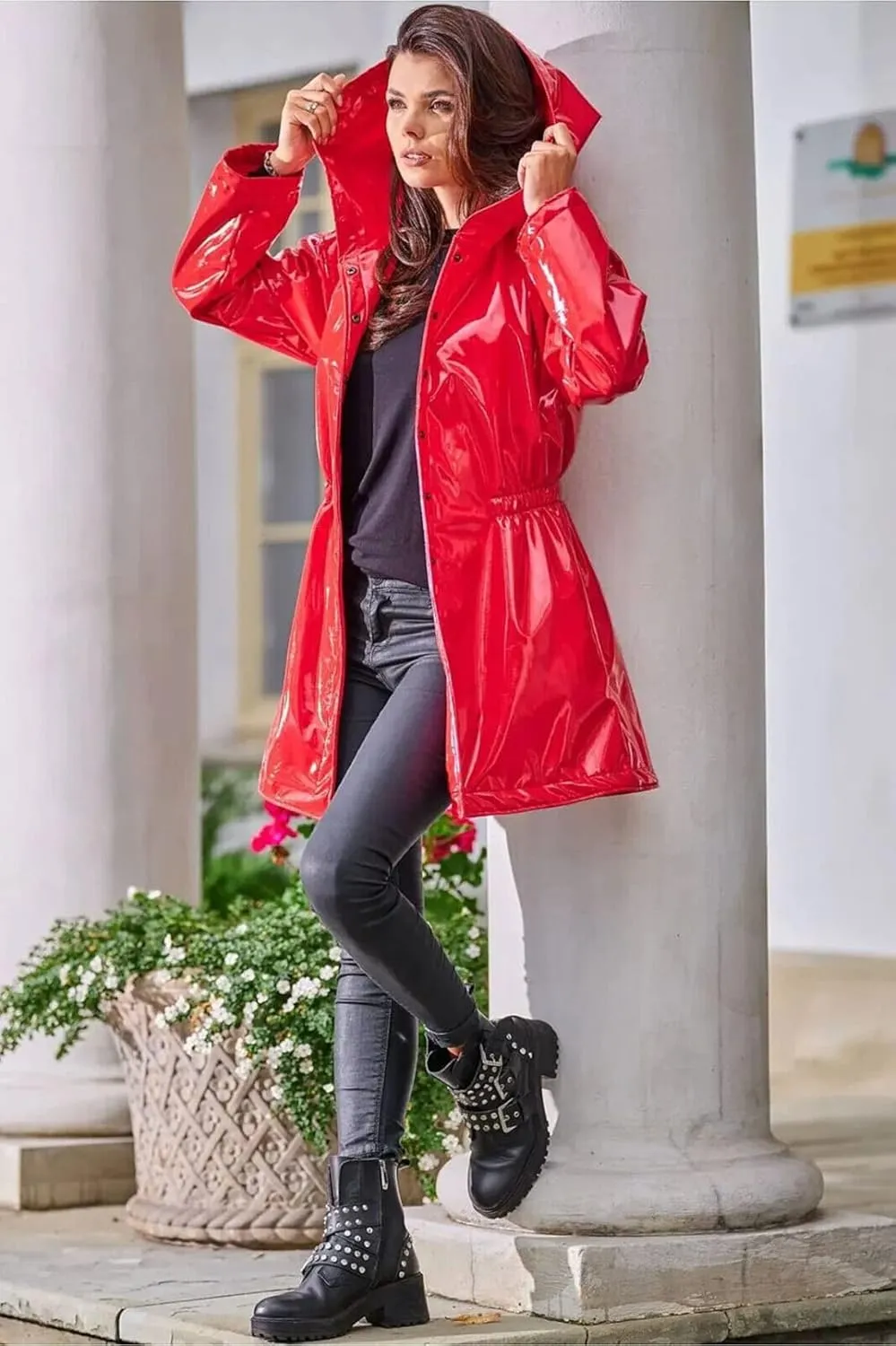 Women Vinyl PARKA, PVC Raincoat, Vinyl Eco Trench Coat Jacket